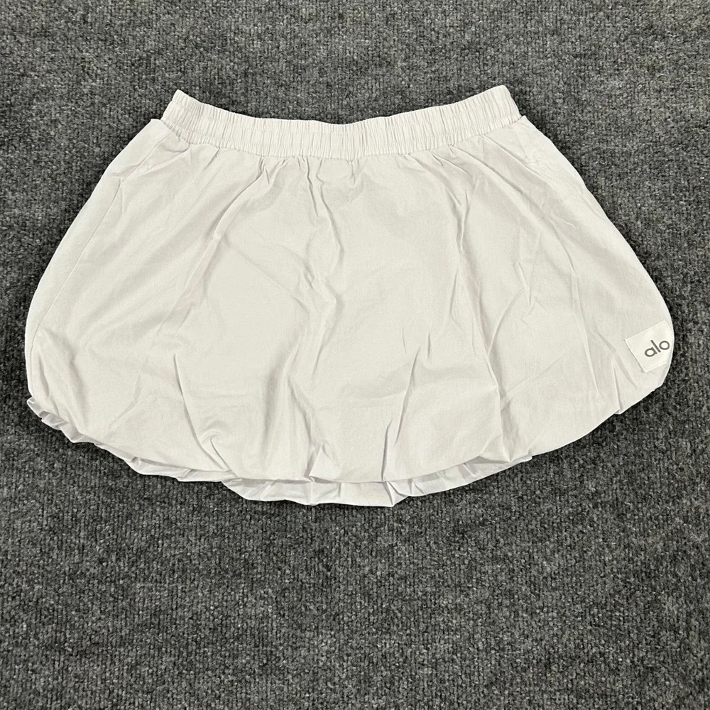 Alo Skirt Womens Size S White Bubble Lightweight Elastic Waist Casual Athletic